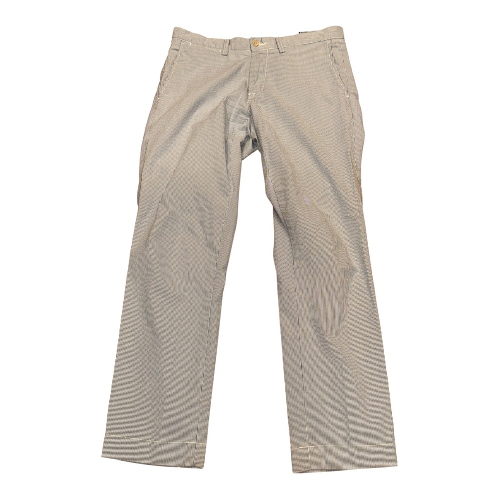 Polo Ralph Lauren Men 32x30 Slim Fit Seersucker Pants Blue White Striped Cotton
